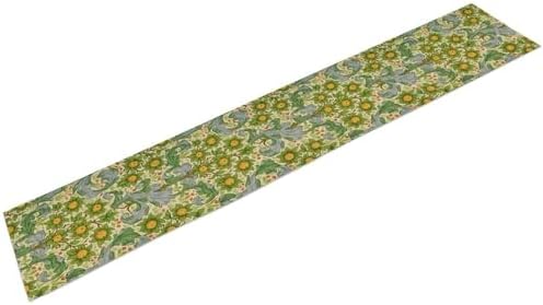 William Morris Original Design Green Table Runner Vintage Floral Table Runner for Dining Table Decor 13 x 120 Inch
