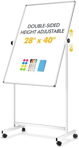 Rolling Whiteboard on Wheels 28"x40", Double-Sided Magnetic Dry Erase Board