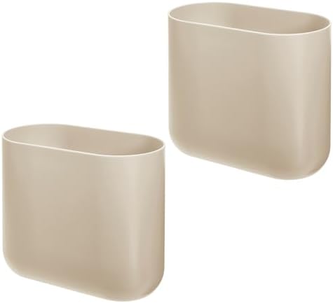 iDesign Small Slim Plastic Bathroom Trash Can, 2-Pack, Brown
