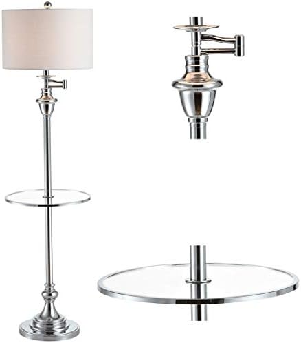 JONATHAN Y Cora 60" Metal Swing Arm Floor Lamp, Chrome/Clear