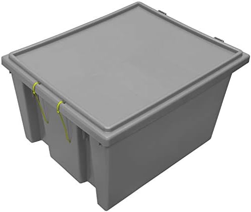 Akro-Mils 35231 Heavy Duty Plastic Lids for 35225 and 35230 Industrial Strength Nest and Stack Storage Bins and Totes for Storage, Grey, 3-Pack