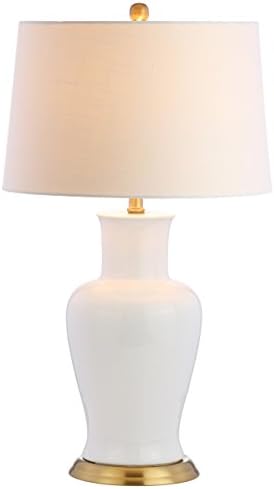 JONATHAN Y Julian Classic Ceramic Urn Metal LED Table Lamp 29", White/Gold