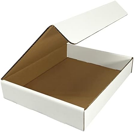Amazon Basics Sturdy Mailer Shipping Boxes, Corrugated Cardboard for Packing and Mailing, Tape-Free Assembly, 12" x 9" x 2.25", White, 50-Pack