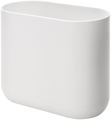 iDesign Small Slim Plastic Bathroom Trash Can, White