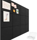 Lifewit 48"x 36" Felt Bulletin Board with Self-Adhesive, 12 Pack Cork Board Alternative for Walls, Large Pin Board Vision Board Message Board with 50 Pushpins for Office Decor, Room Decor, Black