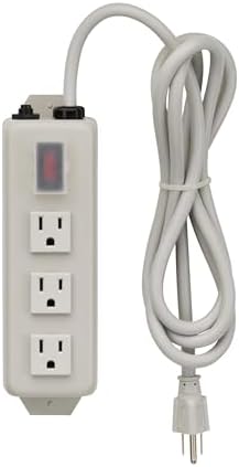 Eaton Tripp Lite Series 3 Outlet Heavy Duty Power Strip, Metal, Under Desk & Wall Mount Option, 6ft Extension Cord, On/Off Switch Cover, Industrial Garage Shop Work Bench Applications (TLM306NC)