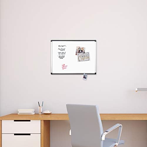 U Brands Dry Erase White Board, 24" x 18", Magnetic, Aluminum PINIT Frame