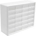 Akro-Mils 24-Drawer Plastic Storage Cabinet, 20" W x 6" D x 16" H, White