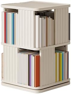 GAMAK Rotating Bookshelf 2-4 Tier Revolving Bookcase 360 Display Floor Standing Bookcase Storage Rack Wood Book Shelf Organizer for Bedroom Living Room Study Room (Color : White, Size : Two)