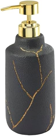 Nicole Miller - Bathroom Set, 3pc Resin Countertop Accessories, Dorm Room Essentials (Sydney Collection, Black/Gold)