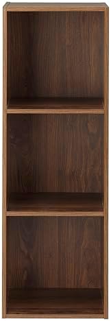 Whitmor 3 Cube Bookcase Storage Organizer, 3 Tier Stackable MDF Bookshelf, Open Storage Display Bookshelf, Storage Cabinet for Living Room, Bedroom, Home, Office, 12.2" L x 11.7" W x 35.6" H, Walnut