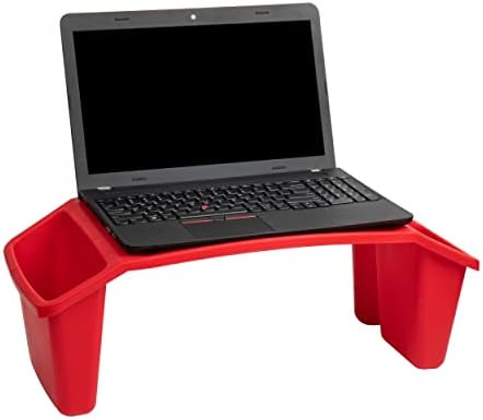 Mind Reader Kids Lap Desk, Portable Activity Tray with Side Storage, Stackable Plastic Desk for Drawing, Snacks, Study, Set of 2, Red