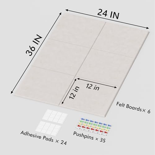 Neatsure Large Cork Board for Wall, 36" x 24" Bulletin Board with Pushpins, 6 Panels Felt Tiles Tack Push Pin Board for Office, Light Tan