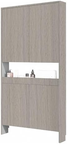 LINLIUA Behind the Door Bookshelf, 5 Shelf Behind Door Shelves with Storage, Space-Saving Wall Mount Narrow Bookcase Cabinet for Living Room Bedroom