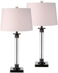 JONATHAN Y Mason 30" Glass and Metal Table Lamp, Black/Clear, Set of 2
