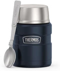 THERMOS Stainless King Vacuum-Insulated Food Jar with Spoon, 16 Ounce, Matte Mid Blue