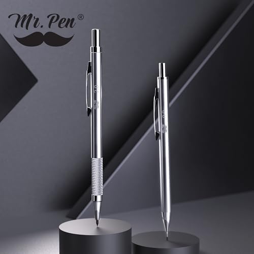 Mr. Pen- Metal Mechanical Pencil in Leather Case, 5 Pack, 5 Sizes, 0.3, 0.5