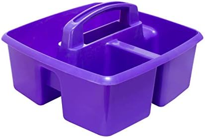 Storex 3-Compartment Small Craft Caddy – Multipurpose Classroom Organizer with Handle, Purple, 6-Pack (00944C06C)