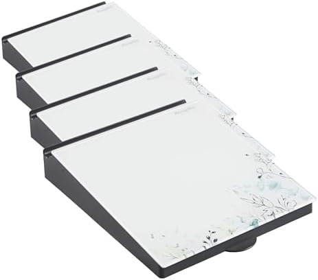 ECR4Kids MessageStor Dry-Erase Glass Board Memo Station, Desk Organizer, Botanical (Pack of 4)