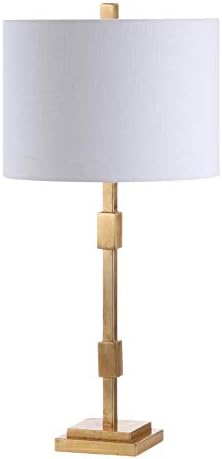 JONATHAN Y Windsor 29" Modern Geometric Column Metal Table Lamp, Gold Leaf