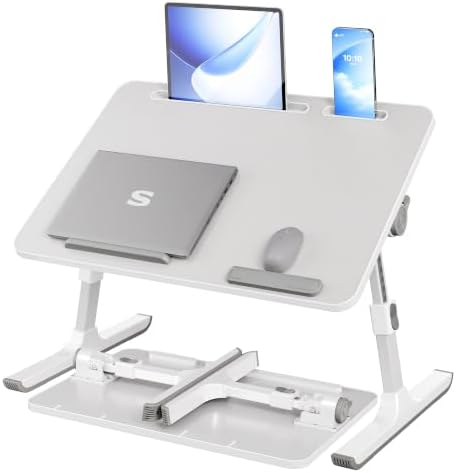 SONGMICS Laptop Bed Desk, Adjustable Lap Desk for Bed with 8 Heights