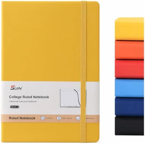 SUIN A5 Hardcover Lined Journal Notebook, 200 Pages, Yellow, 1 Pack