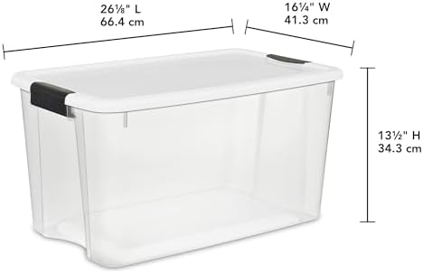 Sterilite Ultra Latch Box with Lids for Home and Office, 70 Quart, 4-Pack