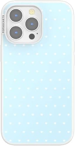 PopSockets iPhone 13 Pro Phone Case with MagSafe- Sweet Heart Blue | Magnetic, Wireless Charging, Camera & Drop Protection, Blue, Phone, Women