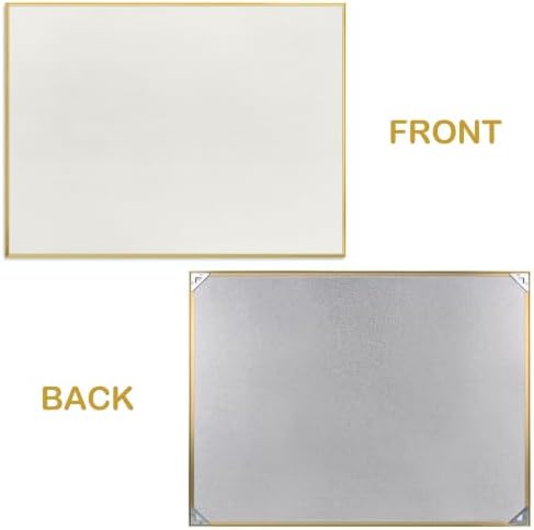 SELEAD Linen Bulletin Board 24” x 18” - Golden Aluminum Frame, Beige Fabric