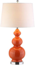JONATHAN Y Bowen 27.5" Ceramic Triple Gourd Table Lamp, Coral/Chrome
