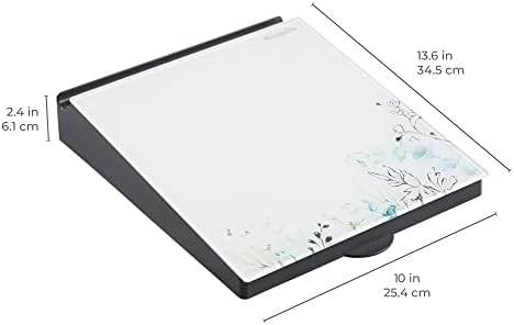 ECR4Kids MessageStor Dry-Erase Glass Board Memo Station, Desk Organization, Botanical