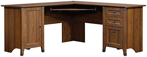 Sauder Carson Forge Corner Computer Desk, Rustic Vintage L-Shaped Desk, in Washington Cherry