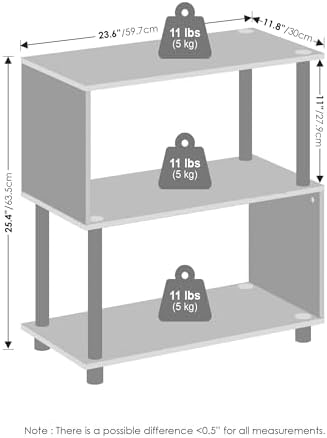 Furinno Reed 3-Tier Geometric Book Shelf with Open Shelf, Espresso