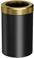 Gatco Small Bathroom Trash Can with Lid, Round 3 Gallon Stainless Steel Wastebasket, Under Sink, Matte Black and Brushed Brass, for Bathroom, Bedroom, Office (1930)