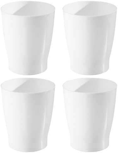 iDesign Small Round Plastic Trash Can, White, Set of 4
