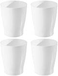 iDesign Small Round Plastic Trash Can, White, Set of 4