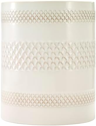 Nicole Miller – Wastebasket, Glossy Embossed Trellis Ceramic with Reactive Glaze Detail, Classic Home Decor – Perfect for Bathroom, Bedroom or Office (Lyra)