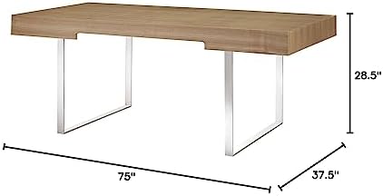 Modway Tinker Contemporary Modern Wood and Stainless Steel Office Desk With Two Drawers in Natural