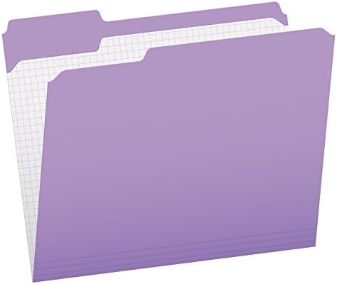 Pendaflex Colored File Folders, Letter Size, 1/3 Cut Tab, Lavender | Reverse any folder and the printed interior grid becomes a writing panel. Reinforced tabs, 100 per box, made in the USA.