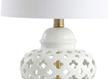 JONATHAN Y Pierced Ginger Jar 20.5" Ceramic Table Lamp, White