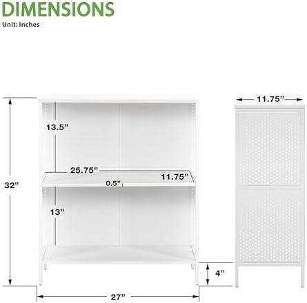 OSP Home Furnishings Ace Contemporary Modern Storage Bookcase with Shelves, 2 Shelves, White Finish