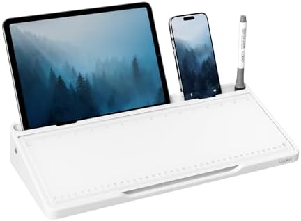 loukin Glass Desktop Whiteboard, 15.3" x 5.6" Dry Erase Desk Board, White