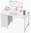 Pamray 32 Inch Computer Desk with 4 Drawers Small Office Desk for Home Bedroom Study Writing Simple Modern Computer Table White