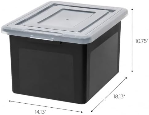 IRIS USA 4-Pack 35 Qt. Letter/Legal File Box with Latching Lid, Black