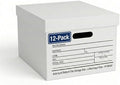 BOX USA Boxes with Lids and Handles (12-Pack) - File Storage Boxes for Office Supplies, Book Storage, Moving, and Packaging