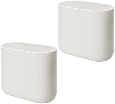 iDesign Small Slim Plastic Bathroom Trash Can, Coconut White, 2-Pack