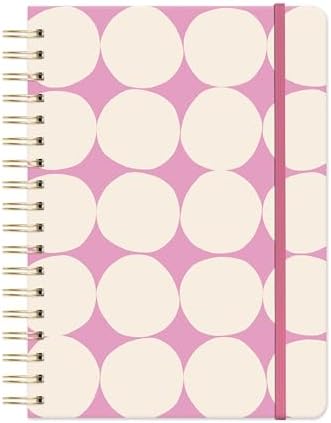 Orange Circle Studio Undated Tri-Tab Planner, Darling Dots Weekly & Monthly Planner Journal, 7 x 9.6 Spiral Notebook with Stickers, Pockets, Elastic Closure and Lined Notes for Everyday Use