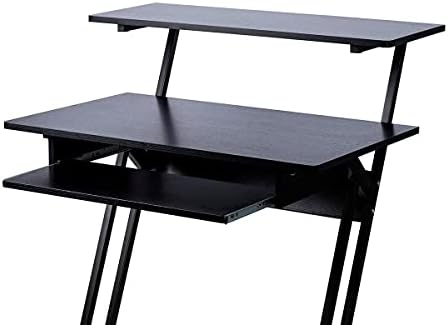 Monoprice Recording Studio Desk - with Raised Platform and Keyboard Tray, Black - Stage Right