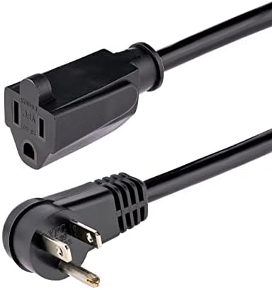 StarTech.com 1ft (0.3m) Power Extension Cord, Right Angle NEMA 5-15P to NEMA 5-15R, 13A 125V, 16AWG, Computer Power Extension Cord, AC Outlet Extension Cable, UL Listed (PAC101R1)