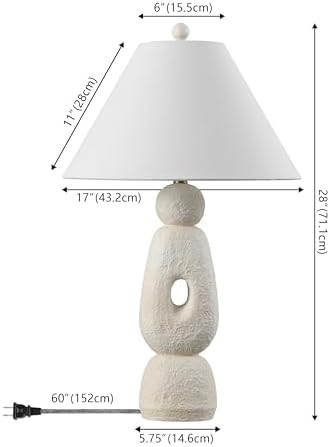 JONATHAN Y Henge 28" Modern Organic Table Lamp, Antique White, Set of 2